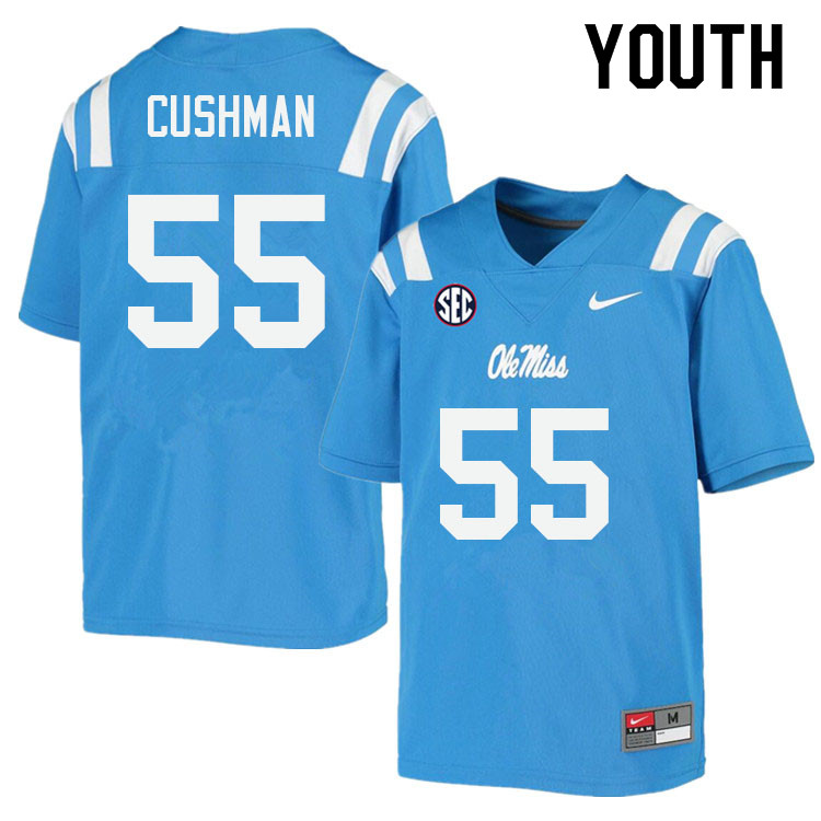 Youth #55 Preston Cushman Ole Miss Rebels College Football Jerseys Sale-Power Blue - Click Image to Close